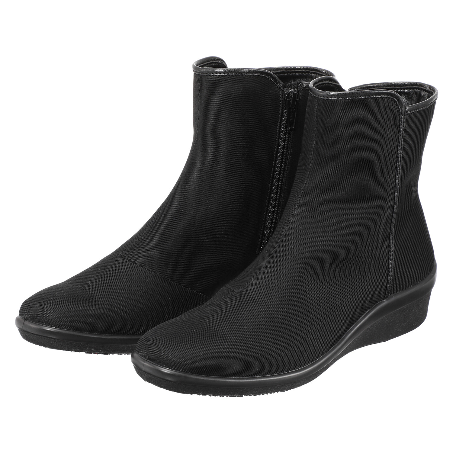 トップドライ ファスナー付サイド切替 エレガント ショートブーツ