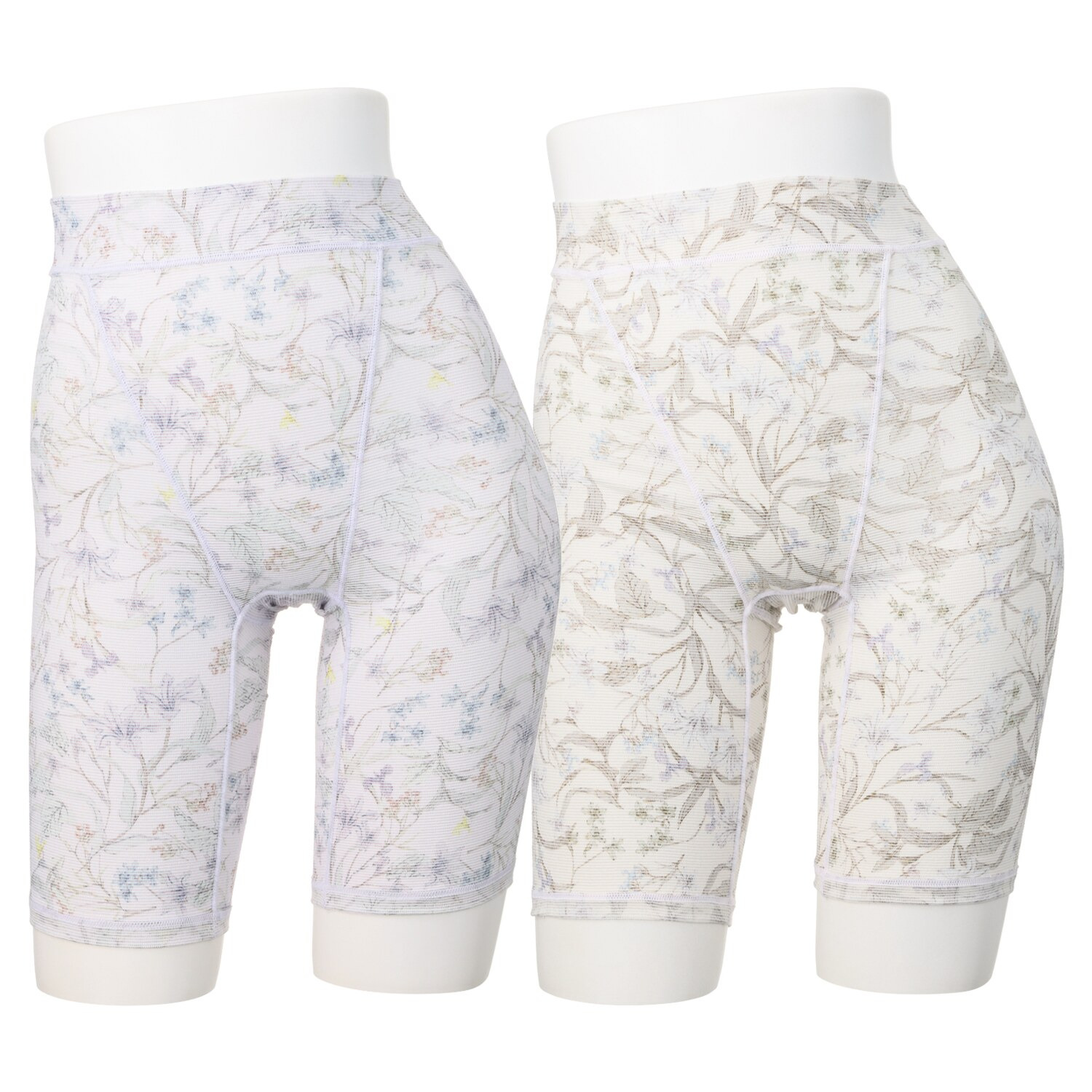 丸福ガーゼ ムレにくくて快適！速乾 綿モダール混 ボタニカルプリント 三分丈ショーツ２枚セット