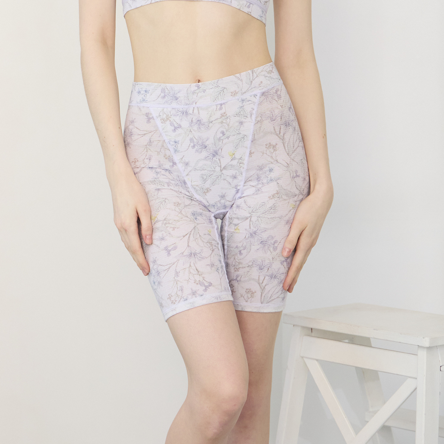 丸福ガーゼ ムレにくくて快適！速乾 綿モダール混 ボタニカルプリント 三分丈ショーツ２枚セット