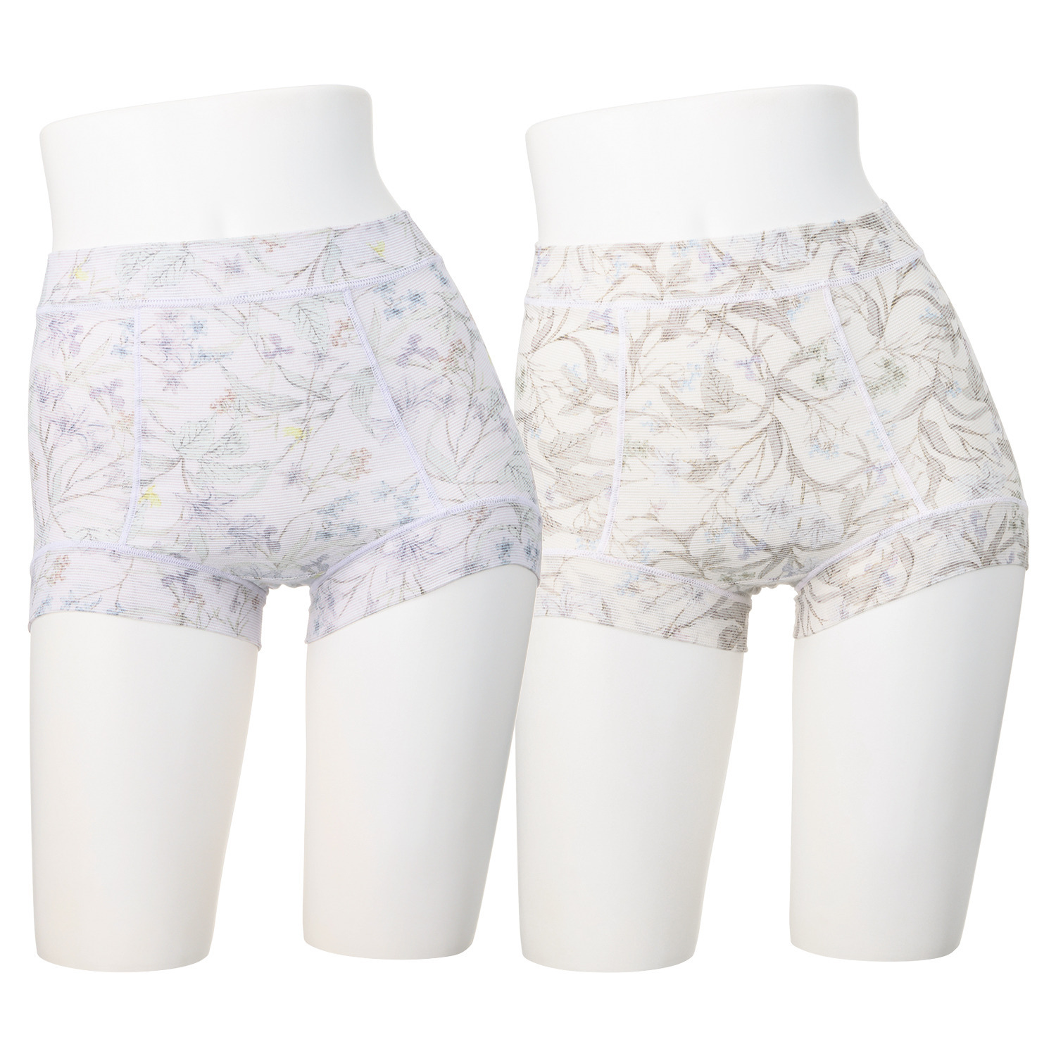丸福ガーゼ ムレにくくて快適！速乾 綿モダール混 ボタニカルプリント 極らくショーツ２枚セット
