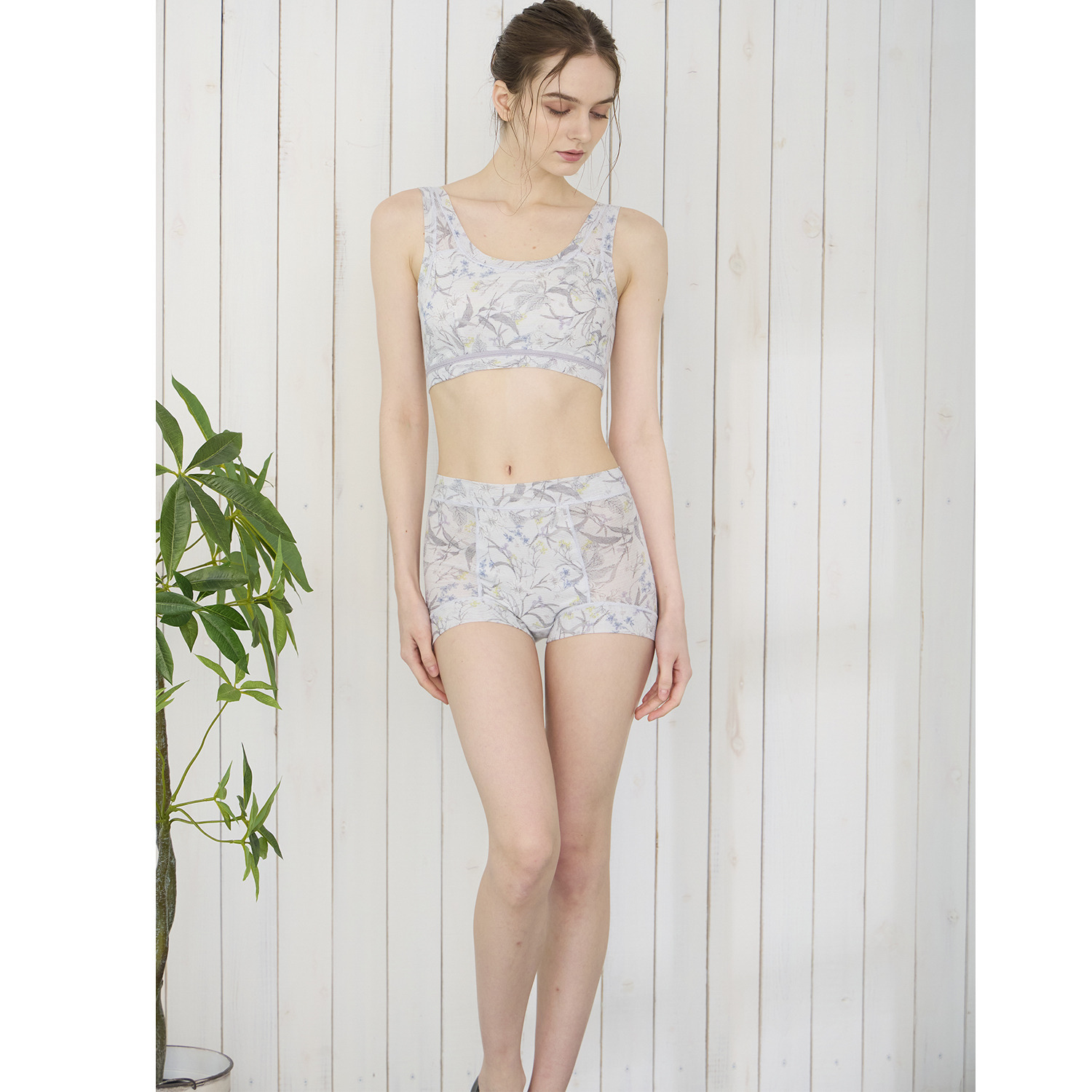 丸福ガーゼ ムレにくくて快適！速乾 綿モダール混 ボタニカルプリント 極らくショーツ２枚セット