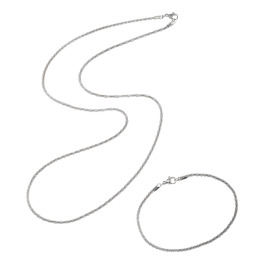 エービーステン ステンレス ツイストチェーン ロングネックレス＆ ブレスレットセット