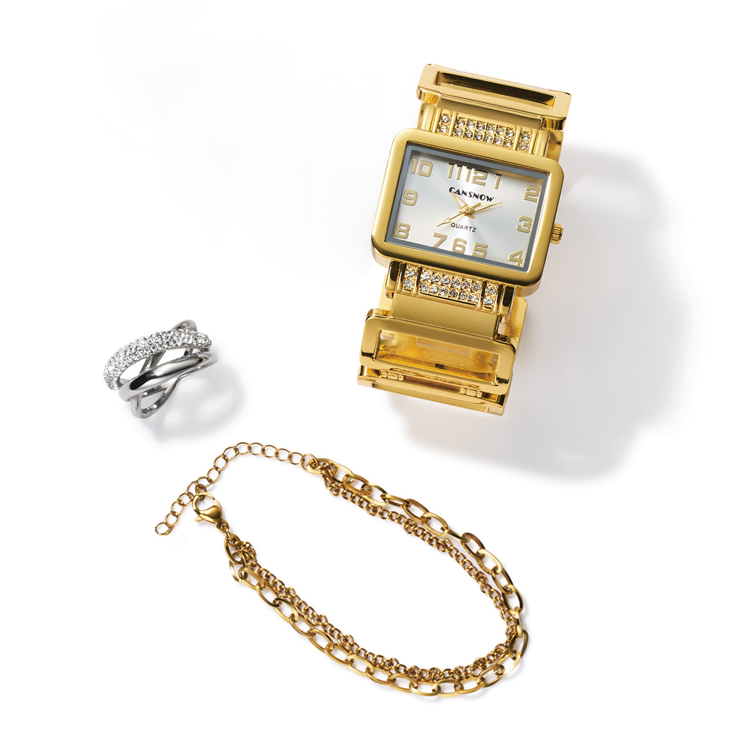 アビステ ウォッチ＆アクセサリーズ ステンレス クリスタルガラス クロススタイルリング