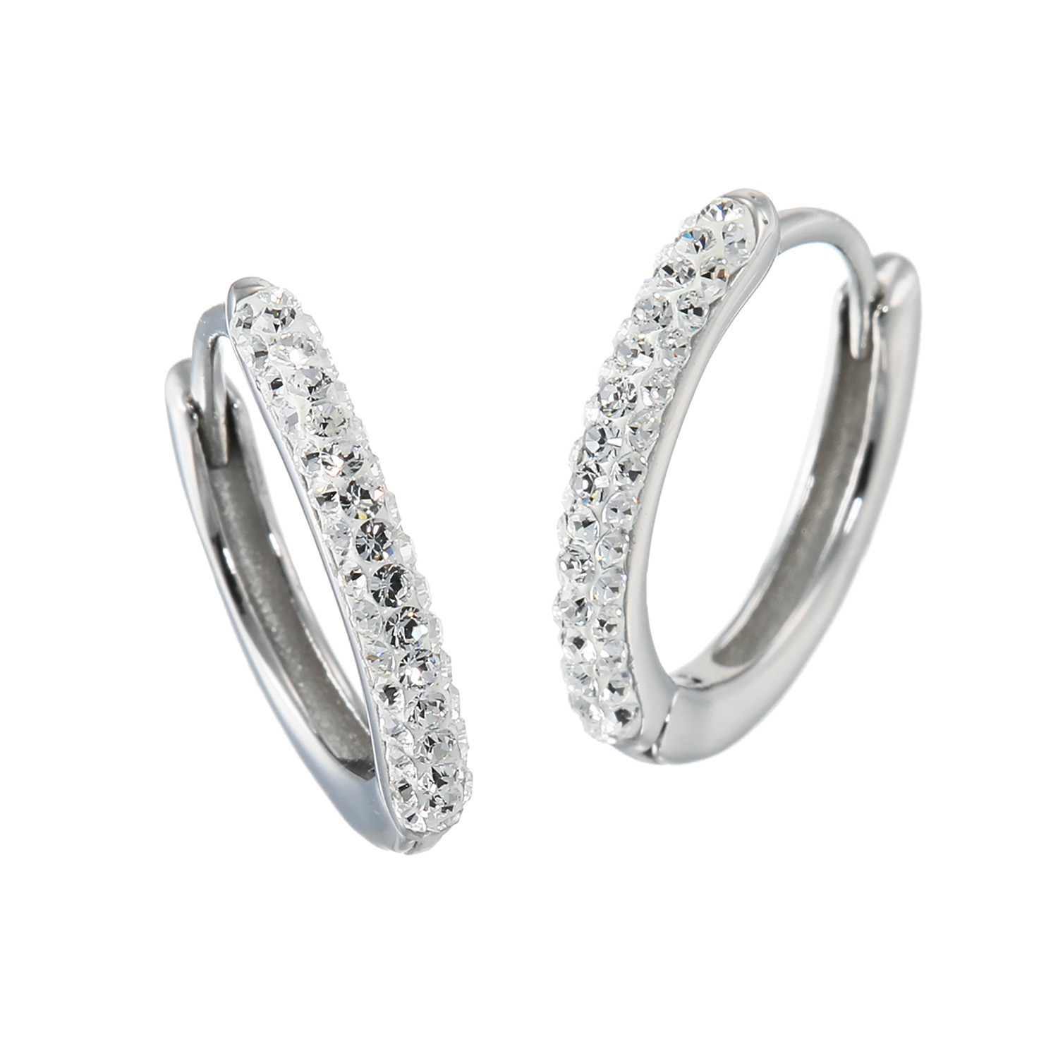 エービーステン ステンレス クリスタルガラス ２ウェイ　ラウンドフープ イヤリング／ピアス