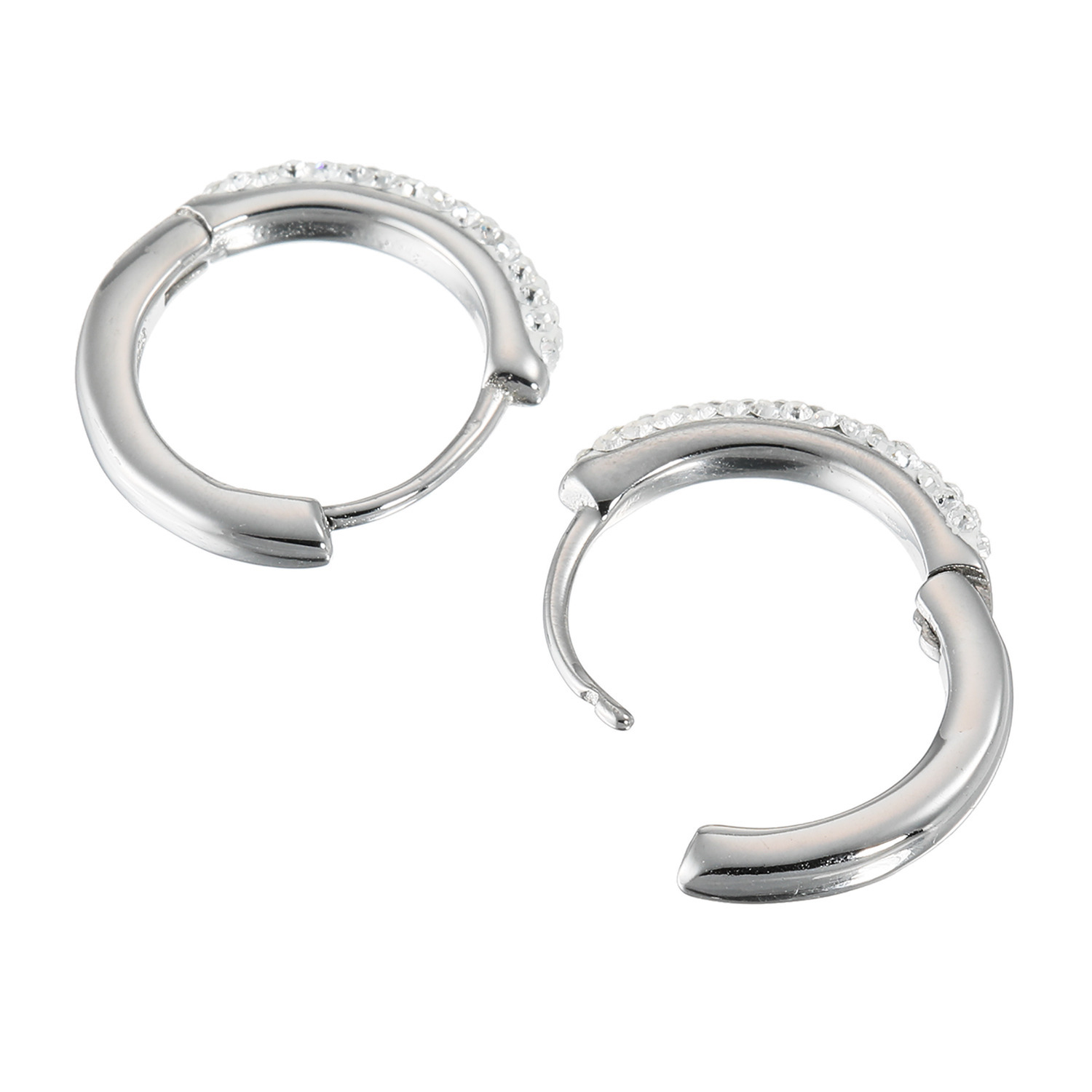 エービーステン ステンレス クリスタルガラス ２ウェイ　ラウンドフープ イヤリング／ピアス