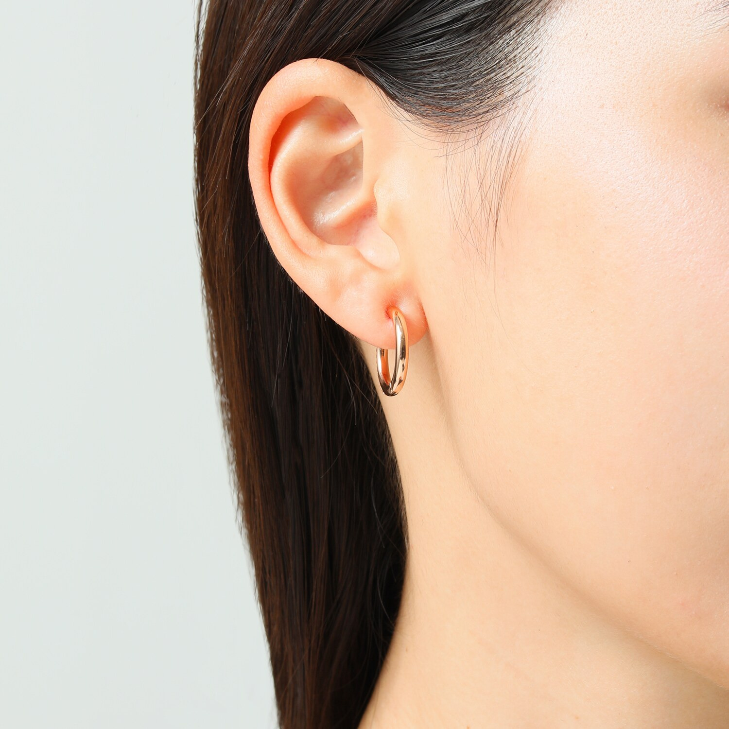 エービーステン ステンレス クリスタルガラス ２ウェイ　ラウンドフープ イヤリング／ピアス