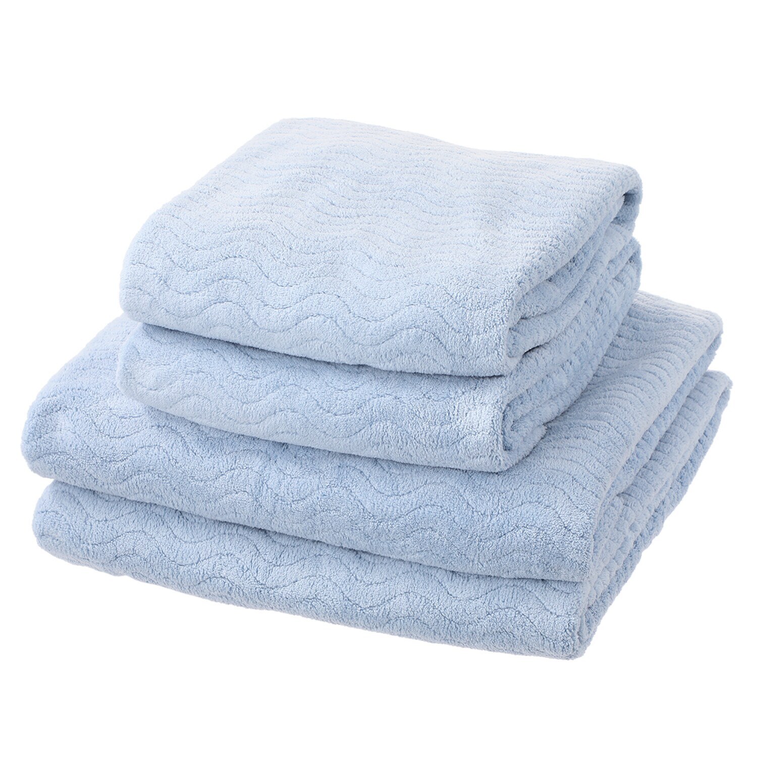 吸水美神 吸水力抜群！ ふわふわ全身タオル＆ ヘアータオル 各２枚同色セット