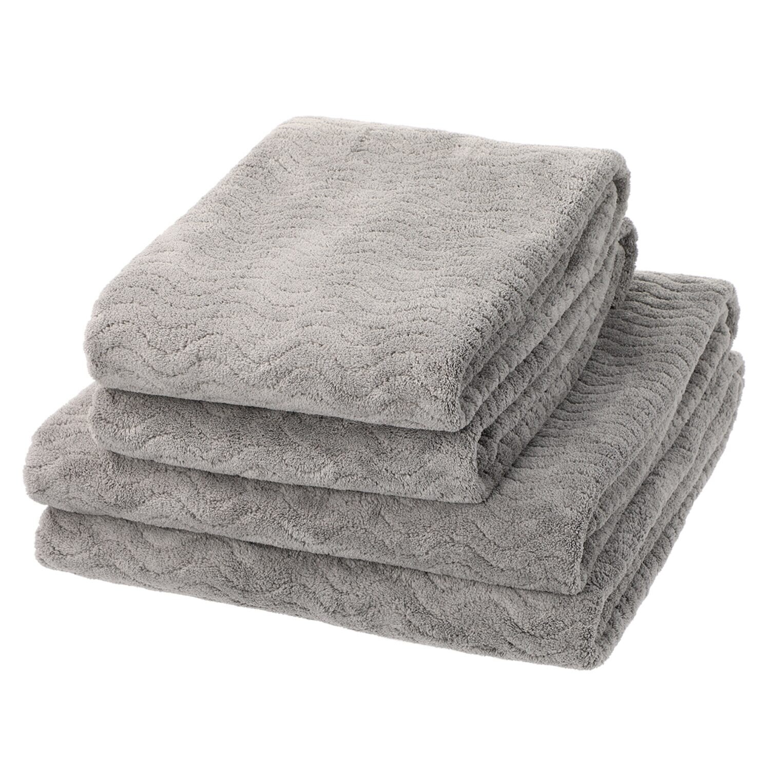 吸水美神 吸水力抜群！ ふわふわ全身タオル＆ ヘアータオル 各２枚同色セット