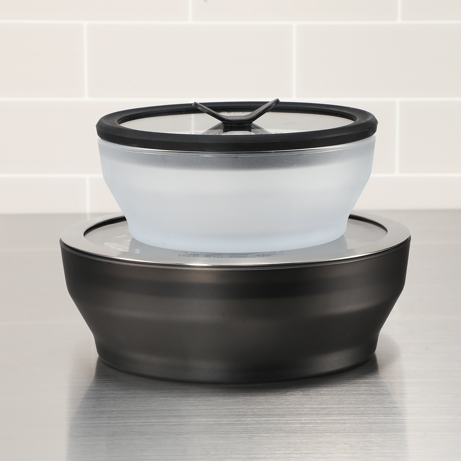 これ１つで 下ごしらえ！調理！ サーブ！保存！ができる 簡単に お料理が楽しめる調理器具 マイヤーエニデイブラック レシピ増量２ピースセット ＜１８ｃｍ＆１４ｃｍ＞