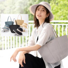 アッピア 洗える涼やかブレード あごひも付ハット＆ トートバッグの２点セット