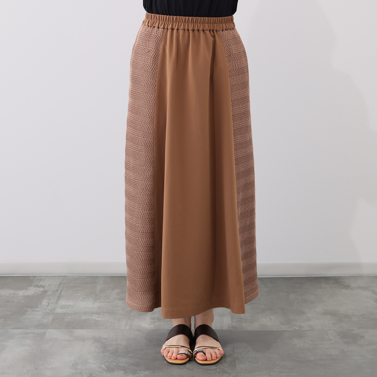 リサリサ 大人ジョーゼット ラッセルレース切替 セミフレアースカート