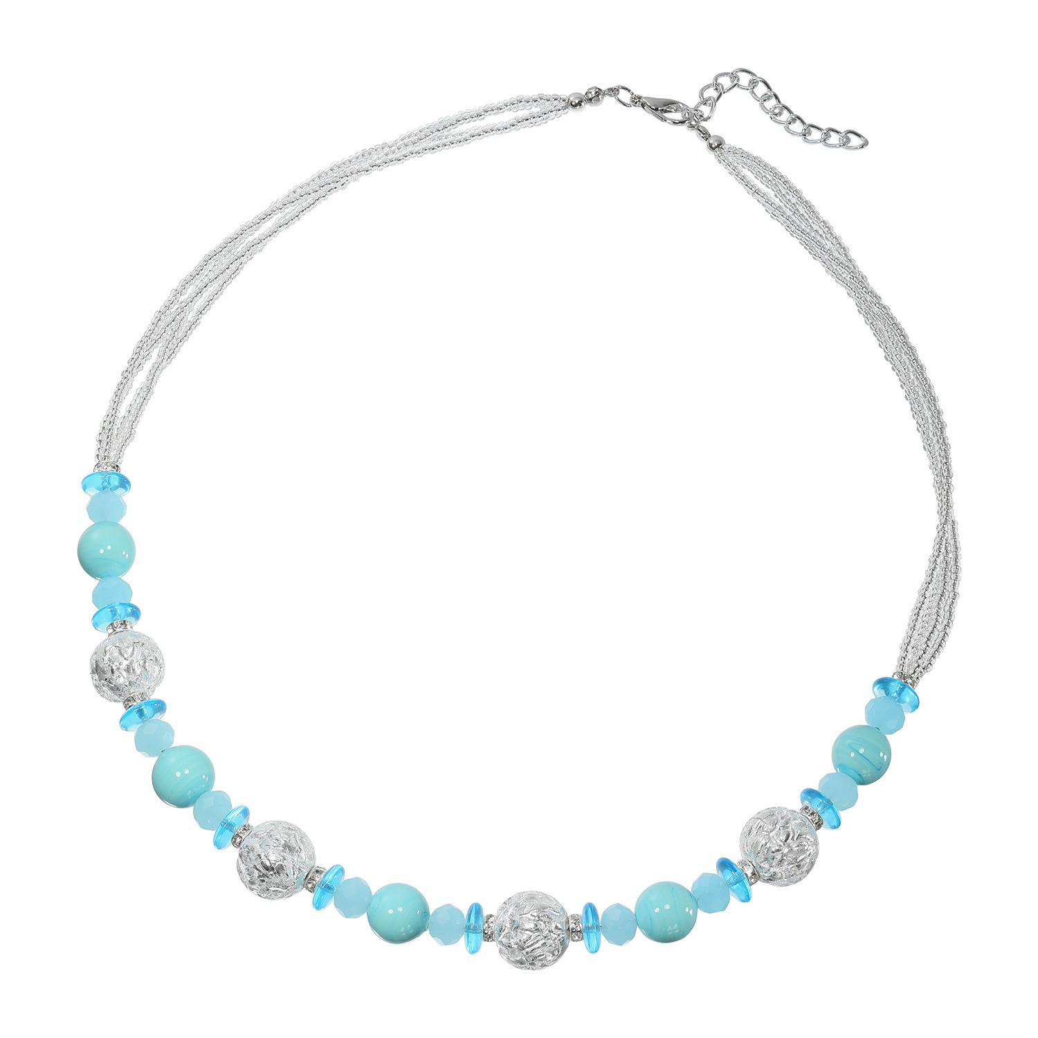 ラグーナ ベネチアンガラス ４連ビーズアクセント ボリュームネックレス