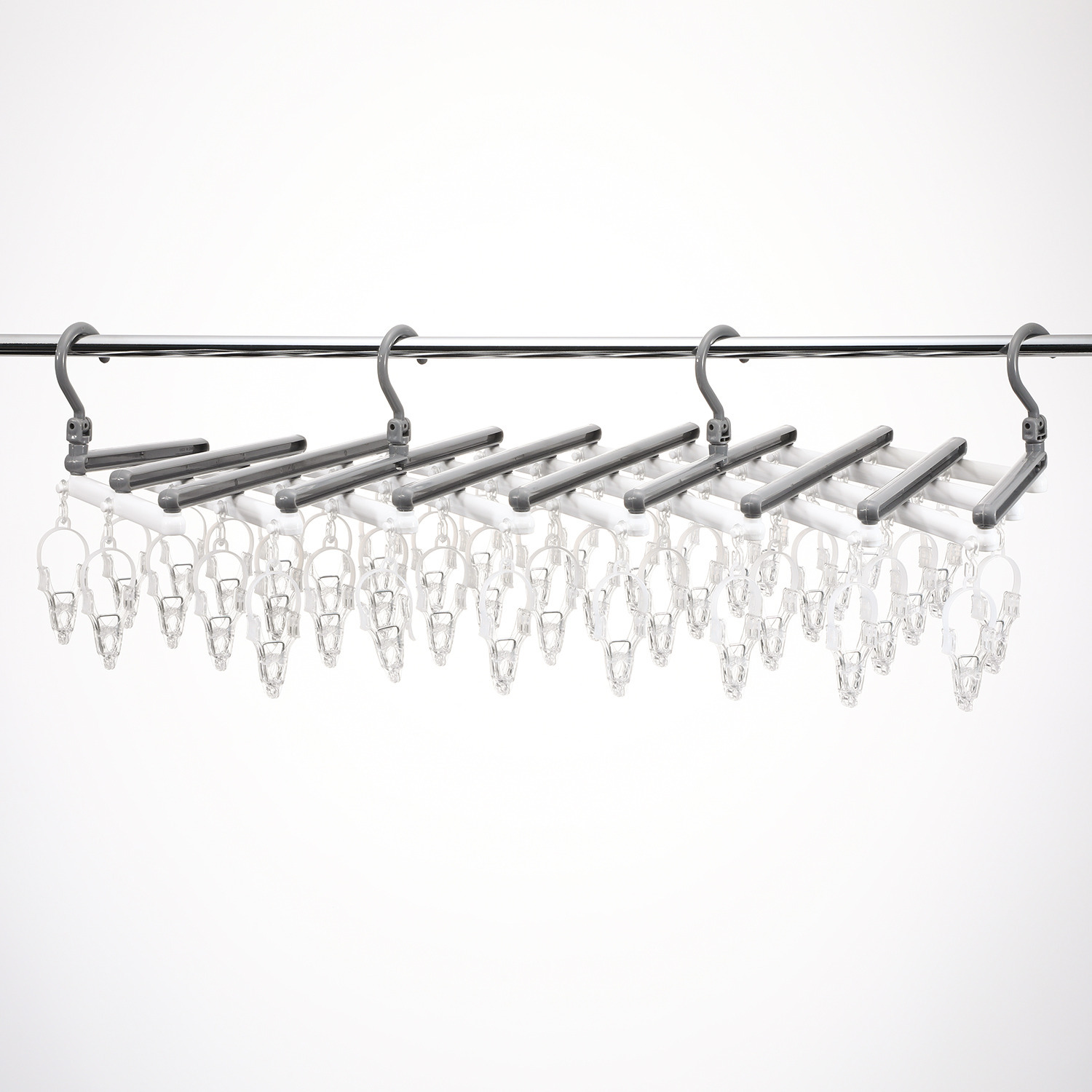 洗濯物に合わせて 伸び縮み可能 伸縮式ハンガー 引っ張るだけで 簡単取りこみ ＜４２Ｐ＞