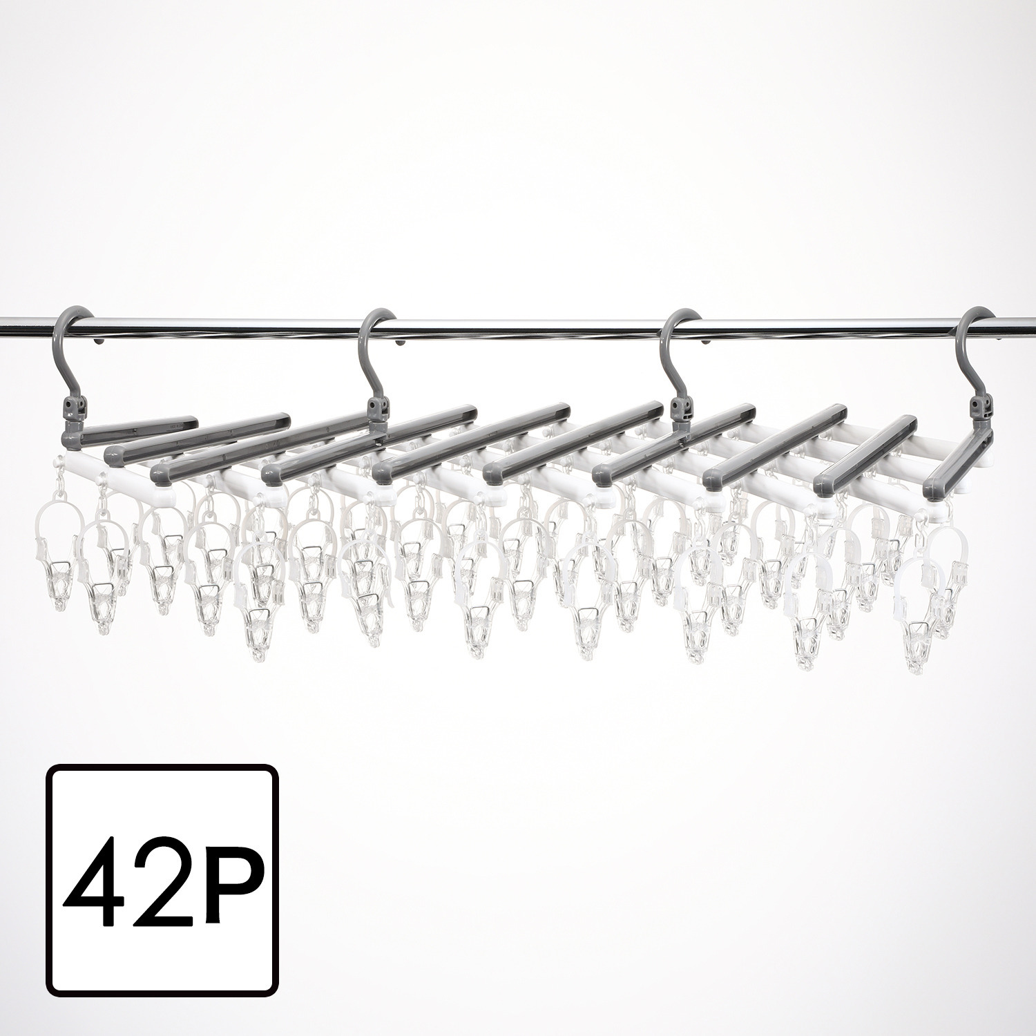 洗濯物に合わせて 伸び縮み可能 伸縮式ハンガー 引っ張るだけで 簡単取りこみ ＜４２Ｐ＞