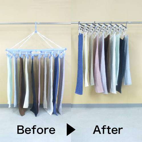 洗濯物に合わせて 伸び縮み可能 伸縮式ハンガー 引っ張るだけで 簡単取りこみ ＜２９Ｐ＞