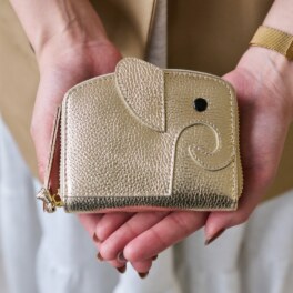 リズデイズ 本革 ゾウモティーフ 二つ折り財布