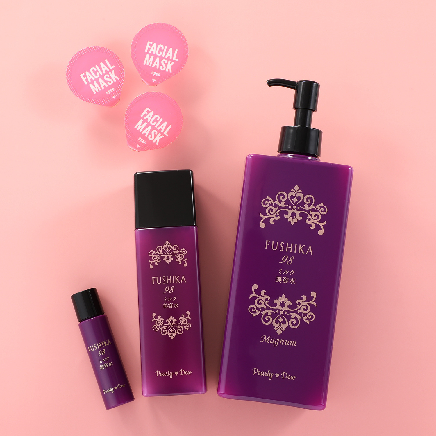 パーリーデュー 柔らか潤いハリツヤ肌へ ＦＵＳＨＩＫＡ９８ プレミアム やわハリミルク美容水 ４本分特別セット