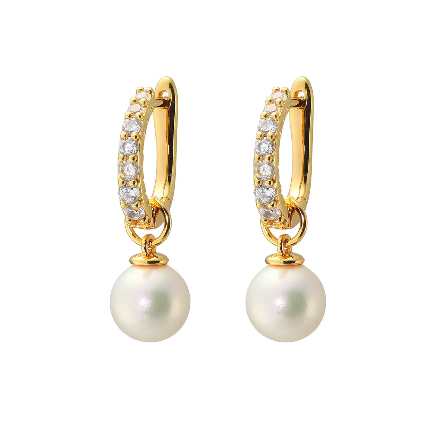 プレミアムパール 泉州の職人技 貝パール＆ＣＺ チャーム付　２ウェイ イヤリング／ピアス