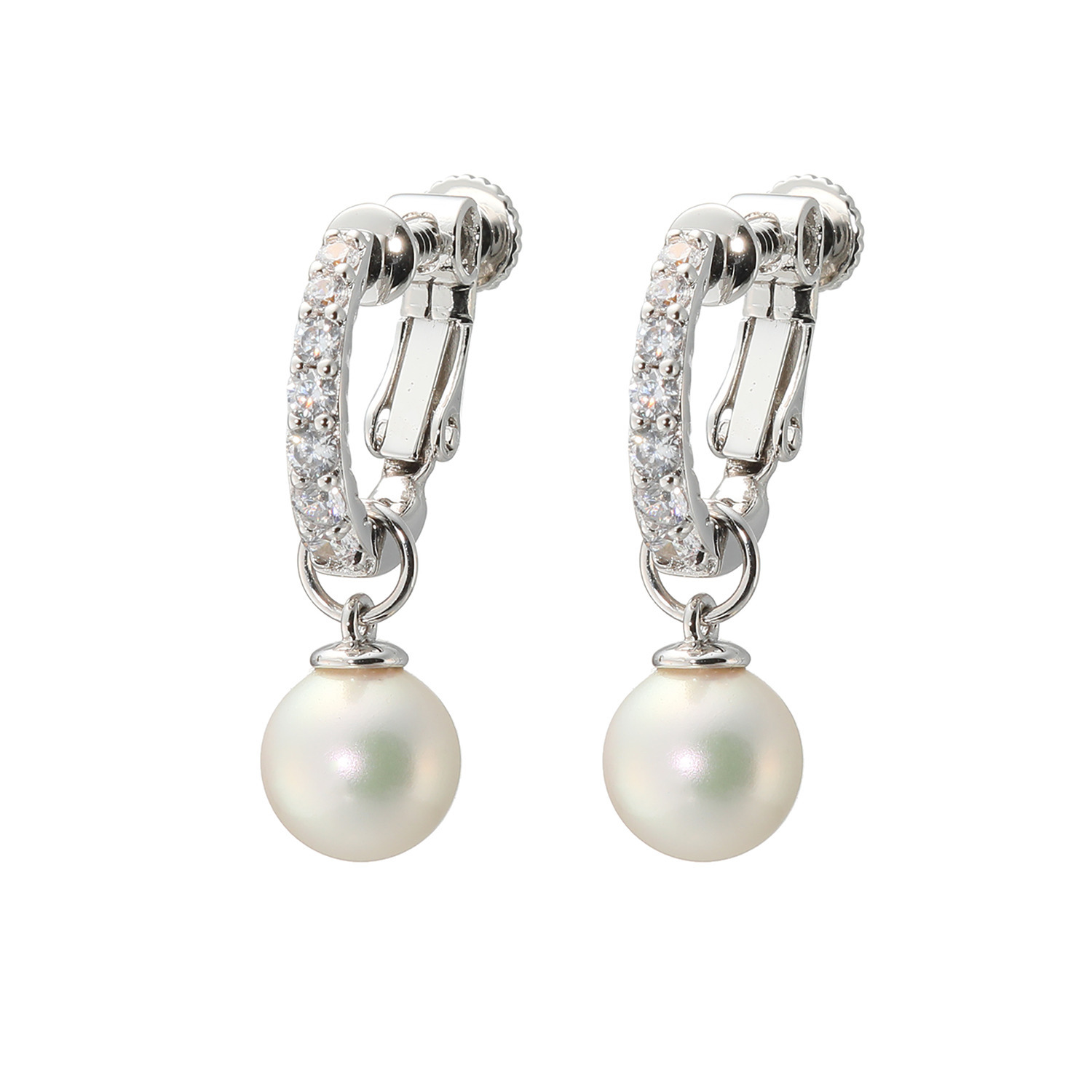 プレミアムパール 泉州の職人技 貝パール＆ＣＺ チャーム付　２ウェイ イヤリング／ピアス