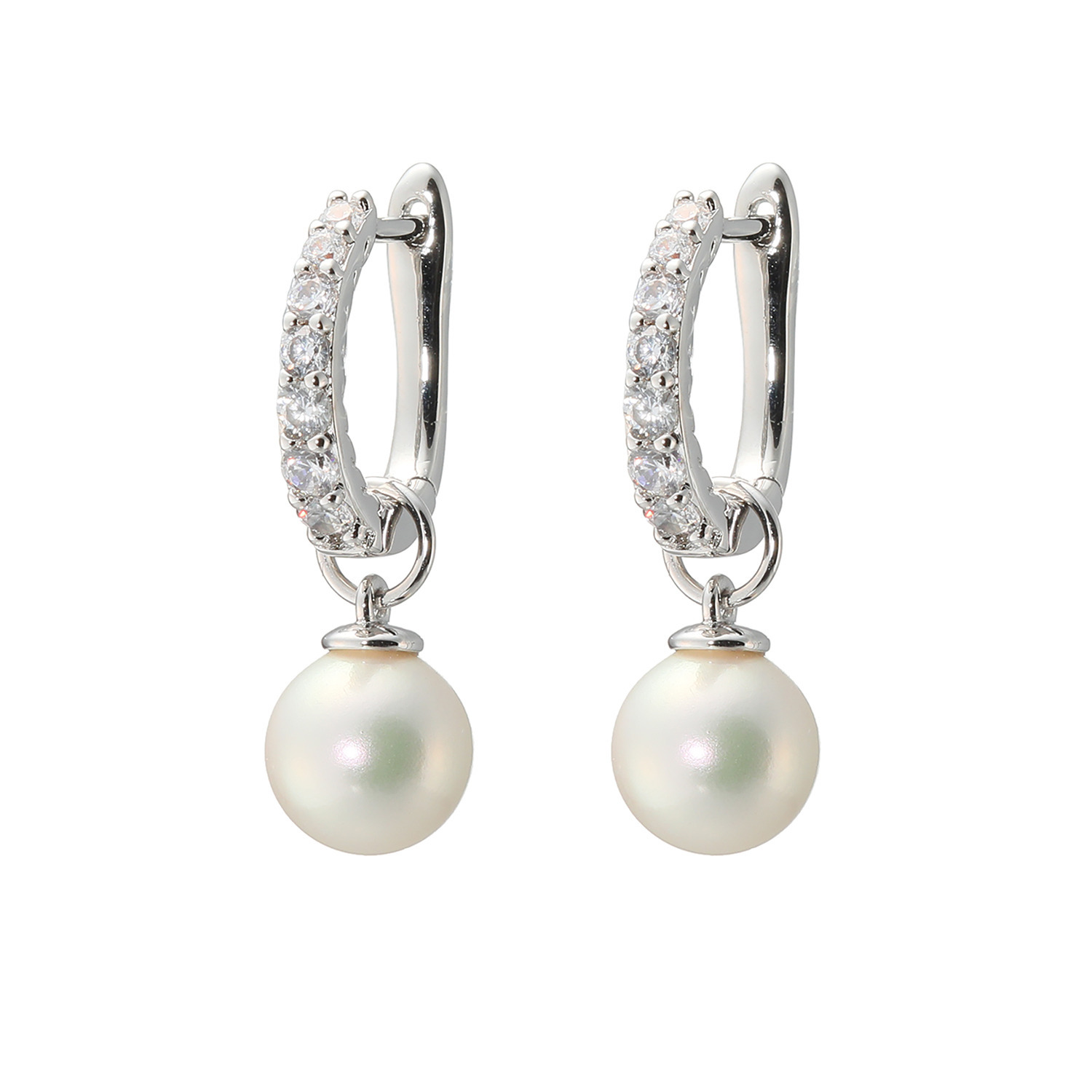 プレミアムパール 泉州の職人技 貝パール＆ＣＺ チャーム付　２ウェイ イヤリング／ピアス