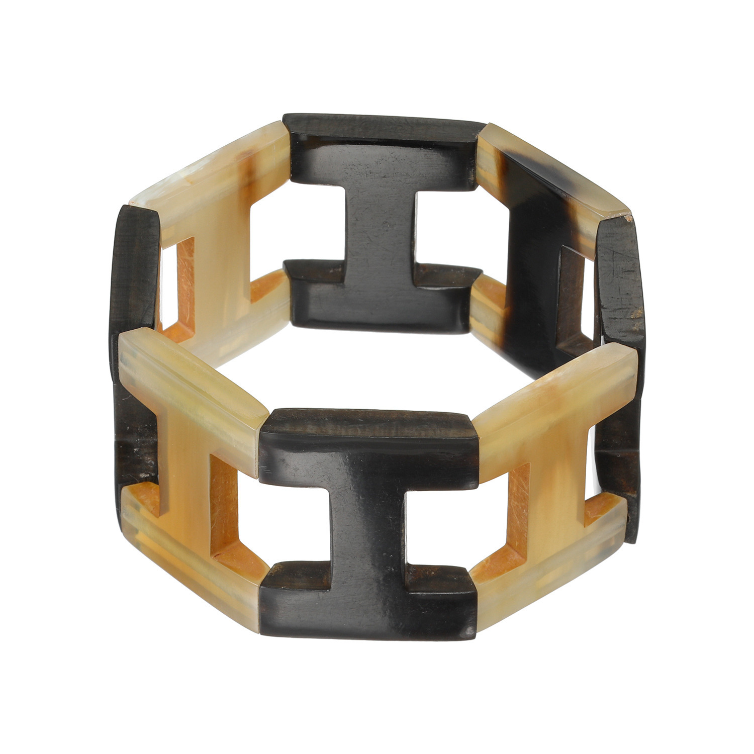 グレイスモア 水牛 バイカラー ジオメトリック イラスティック ブレスレット