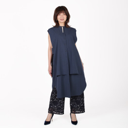 美ｓｕｓａｂｉ さらりな肌触り レイヤードデザイン ノースリーブ ロングブラウス