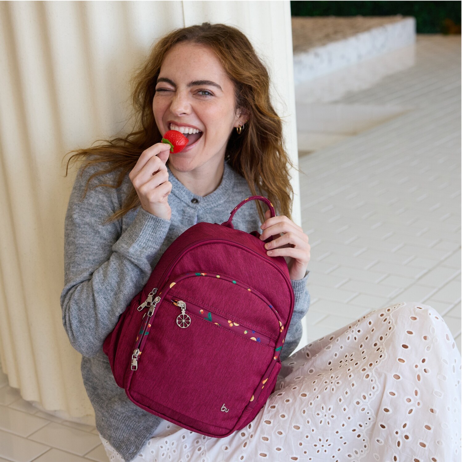 ビサイユ ショップチャンネル デビュー１０周年記念 トロピカルフルーツ はっ水２ウェイリュック ＜イチゴチャーム付＞