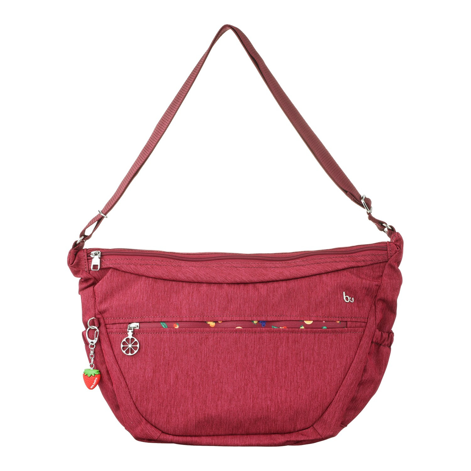 ビサイユ ショップチャンネル デビュー１０周年記念 トロピカルフルーツ たっぷり収納ツインルーム はっ水ショルダーバッグ ＜イチゴチャーム付＞