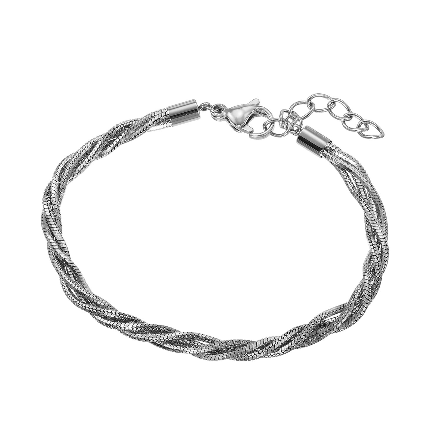 ラフィナリスタ サージカルステンレス ４連ツイストデザイン ８面カット スネークチェーン ブレスレット