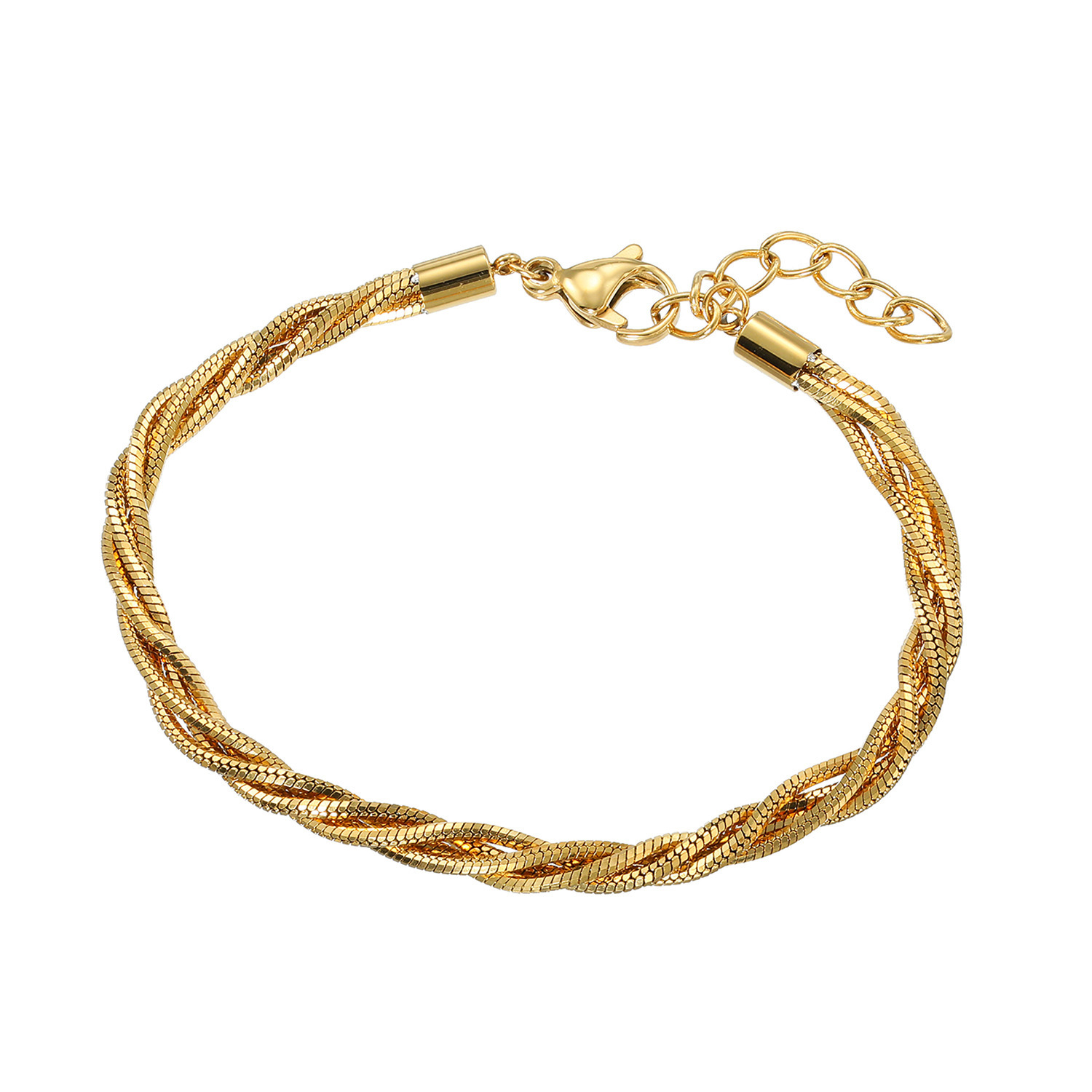 ラフィナリスタ サージカルステンレス ４連ツイストデザイン ８面カット スネークチェーン ブレスレット