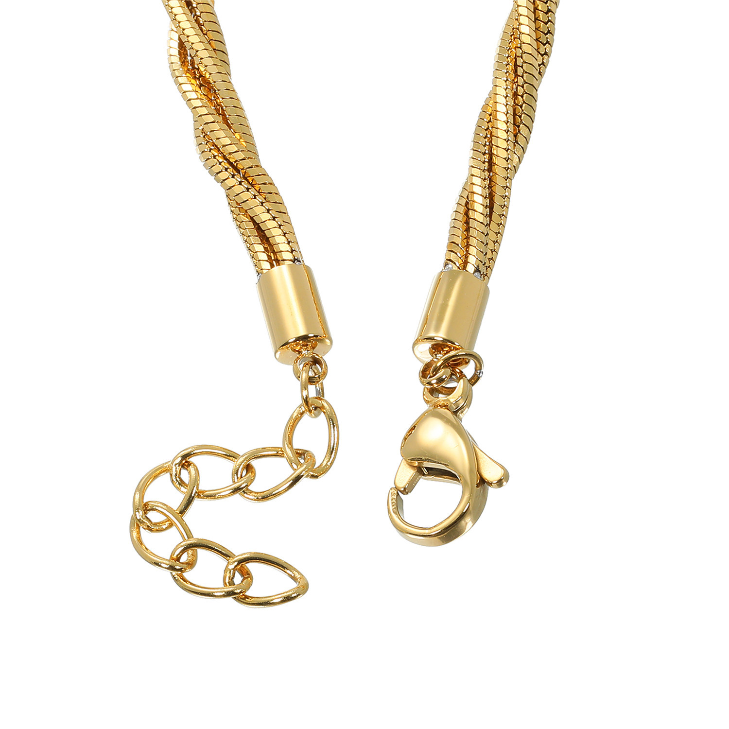 ラフィナリスタ サージカルステンレス ４連ツイストデザイン ８面カット スネークチェーン ブレスレット