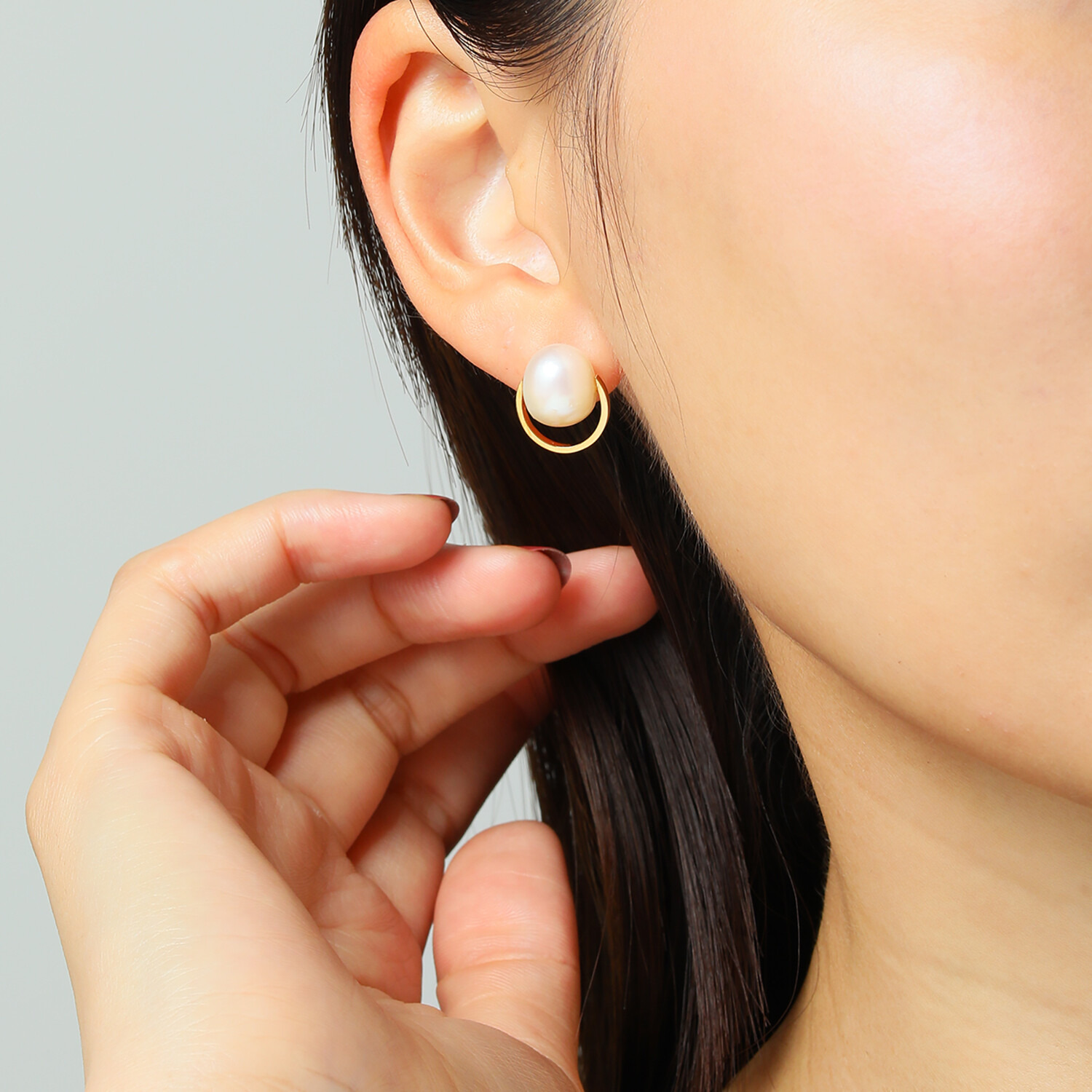 オルウィズ シルバー 淡水パール サークルデザイン ピアス