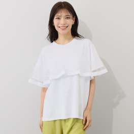 元町ゼラール チュールフリル レイヤードＴシャツ ＜大きいサイズ＞