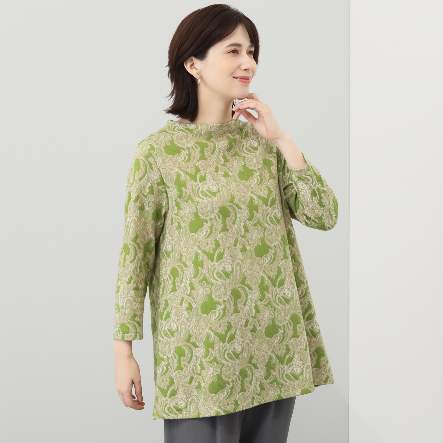プレンディソール ふくれジャガード ペイズリー柄チュニック