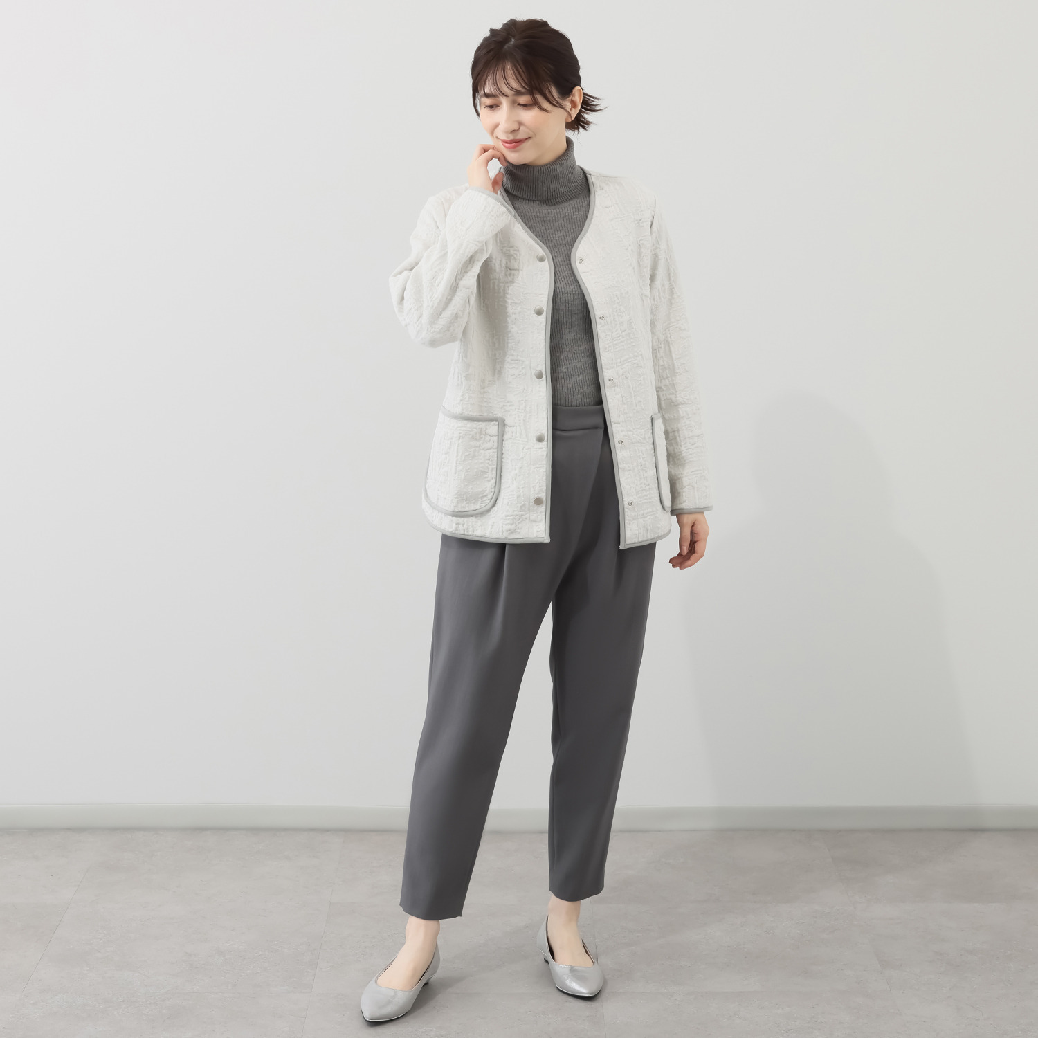 プレンディソール 上品な凹凸感がある キルトジャガード ジャケット