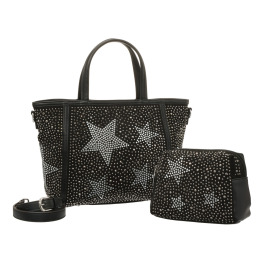 グッシオイタリー イタリアデザイン 星柄ラインストーン ２ウェイバッグ＆ ポーチセット