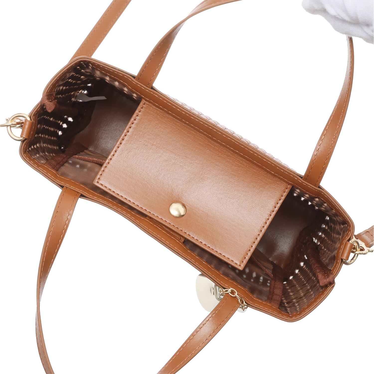 ビジューバイエアリスト ツインベルチャーム付 セミシアーメッシュ ２ウェイトートバッグ