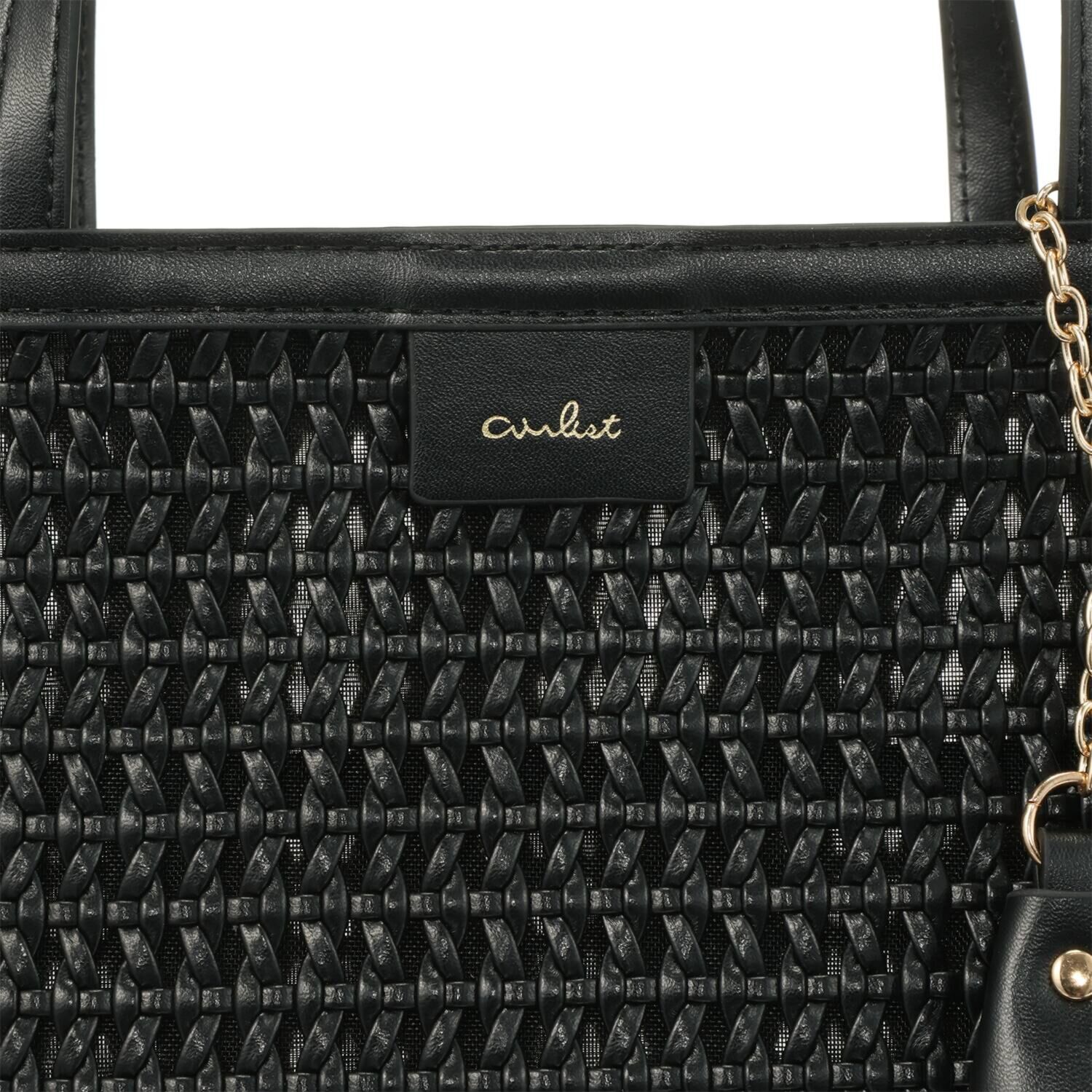 ビジューバイエアリスト ツインベルチャーム付 セミシアーメッシュ ２ウェイトートバッグ