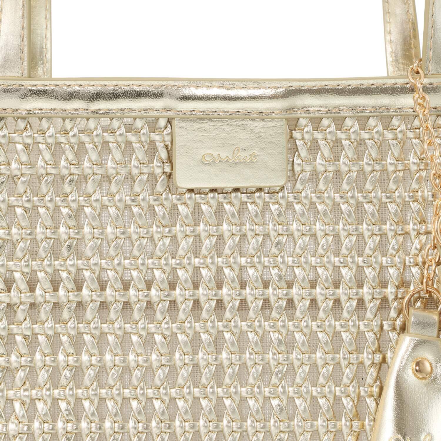 ビジューバイエアリスト ツインベルチャーム付 セミシアーメッシュ ２ウェイトートバッグ