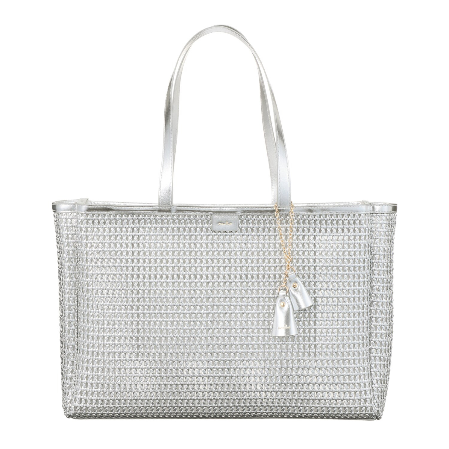 ビジューバイエアリスト ツインベルチャーム付 セミシアーメッシュ ビッグトートバッグ