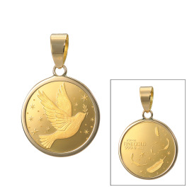 祈平 純金　ＰＡＭＰ社製 ハトモティーフコイン １／２０オンス リバーシブル ペンダントトップ
