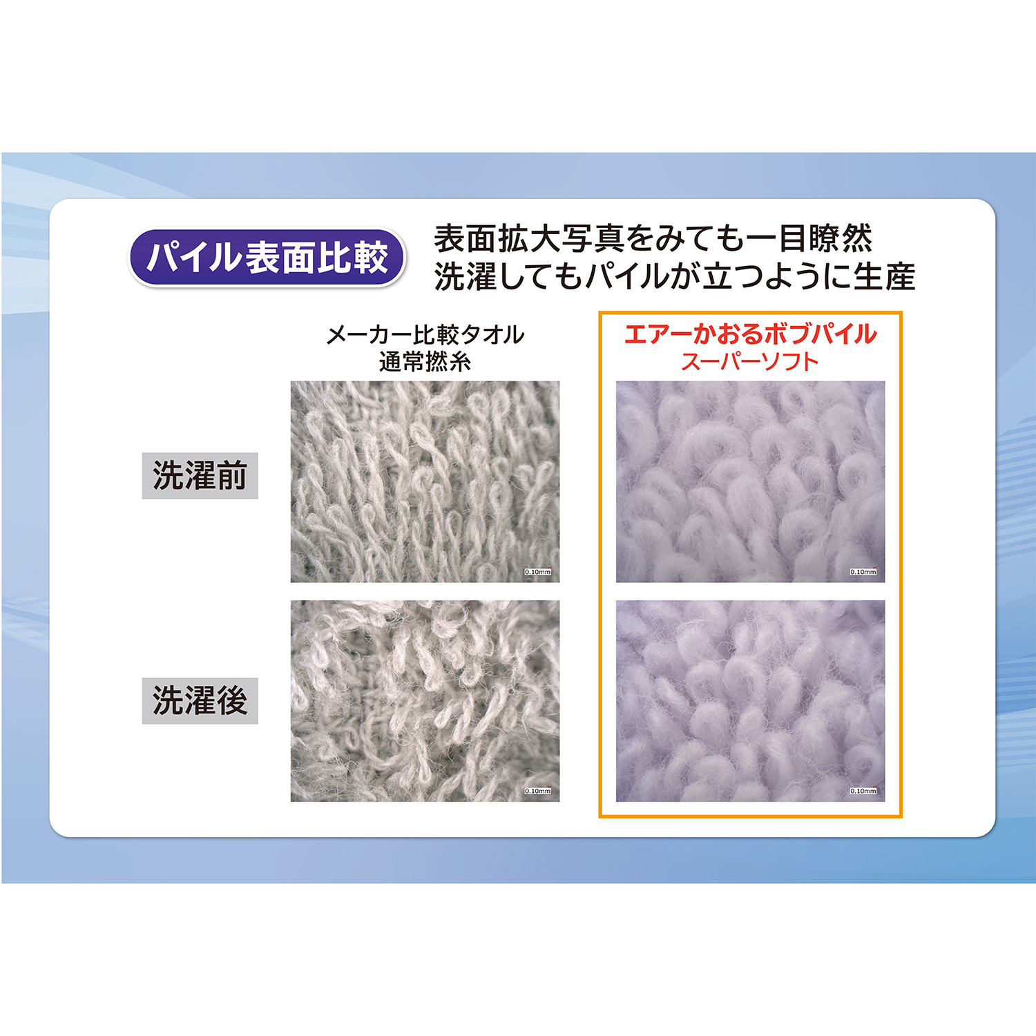 エアーかおるオーガニック ボブパイルスーパーソフト ハンドタオル 同色３枚組
