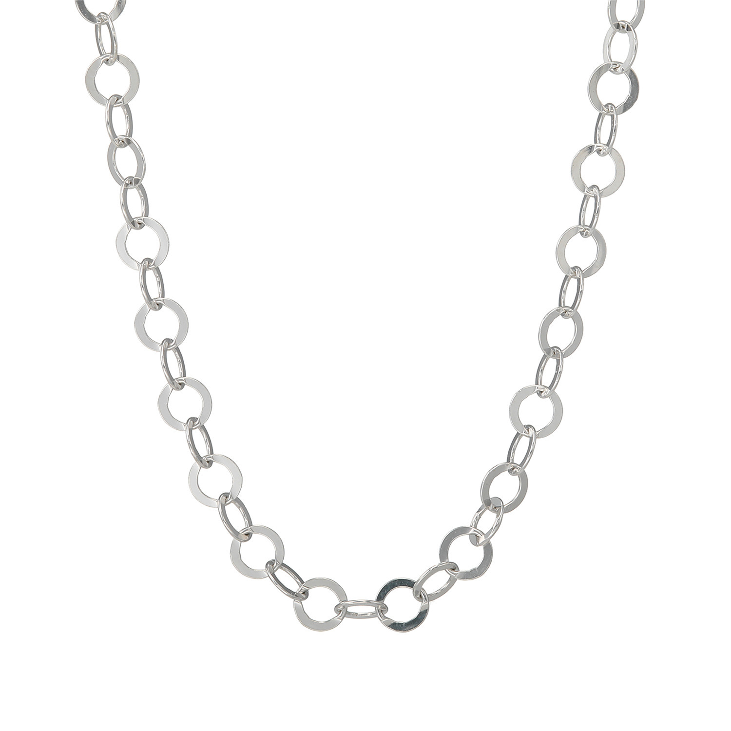 エクセラ イタリアン・シルバー ２層コーティング サークルフラットチェーン ネックレス