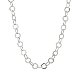 エクセラ イタリアン・シルバー ２層コーティング サークルフラットチェーン ネックレス