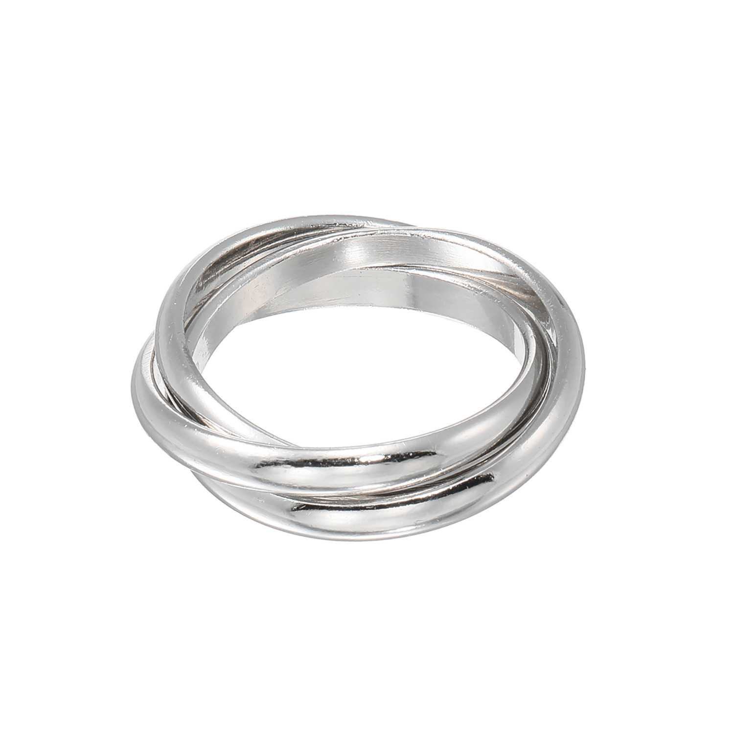 エクセラ イタリアン・シルバー ２層コーティング インターロック トリプルライン リング