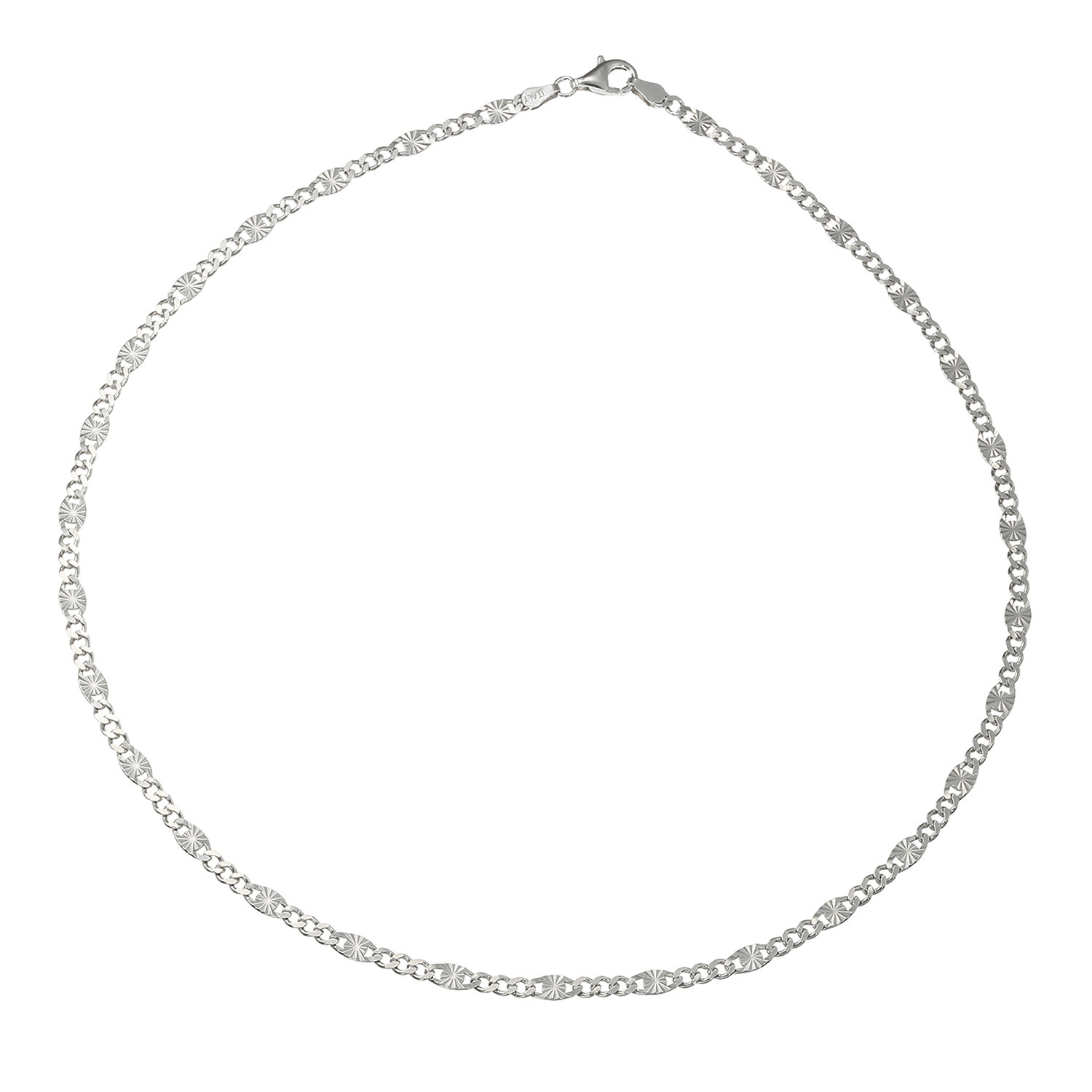 エクセラ イタリアン・シルバー ２層コーティング ステラータ カーブチェーンネックレス