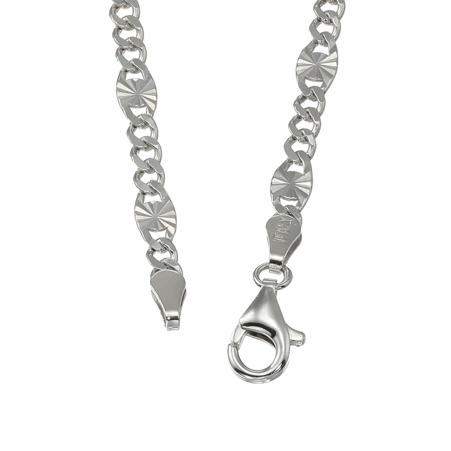 エクセラ イタリアン・シルバー ２層コーティング ステラータ カーブチェーンネックレス