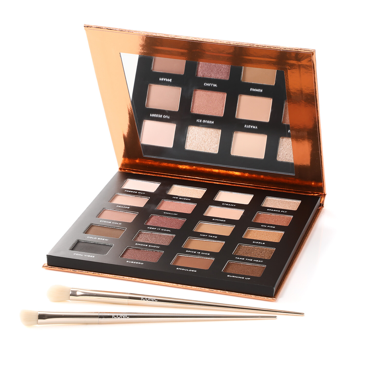 アイコニック　ロンドン 発色と輝きにこだわった ２０色をセットイン ホッティングアップ アイシャドウパレット＆ アイシャドウブラシセット