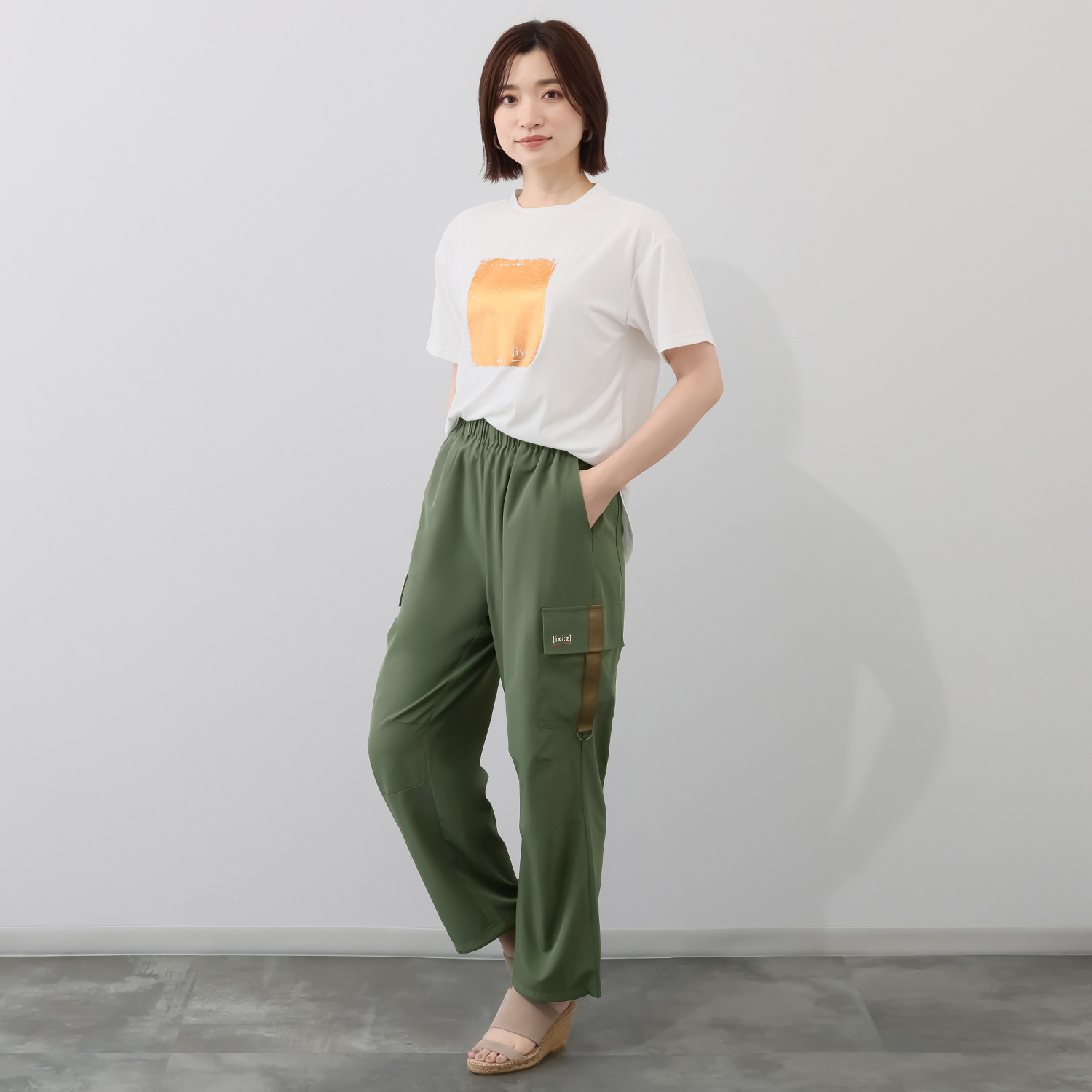 イクシーズ 接触冷感 サイドアクセント パラシュート カーゴパンツ