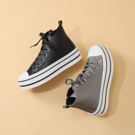 ズッカクラブ ファスナー付 厚底 レースアップスニーカー